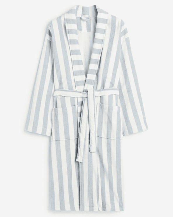 Striped Cotton Terry Bathrobe