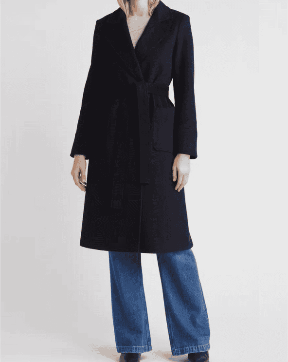 Wool Blend Wrap Coat